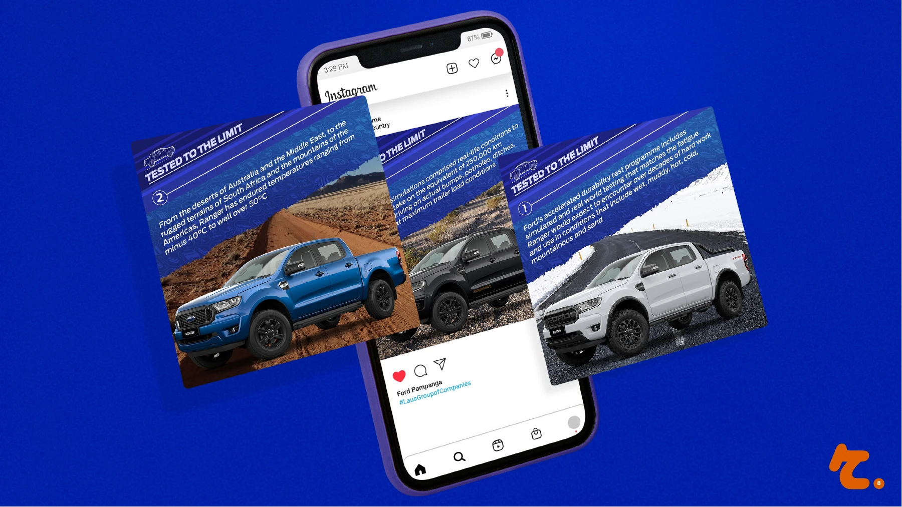 Ford vehicle promotions shown in a social media presentation.